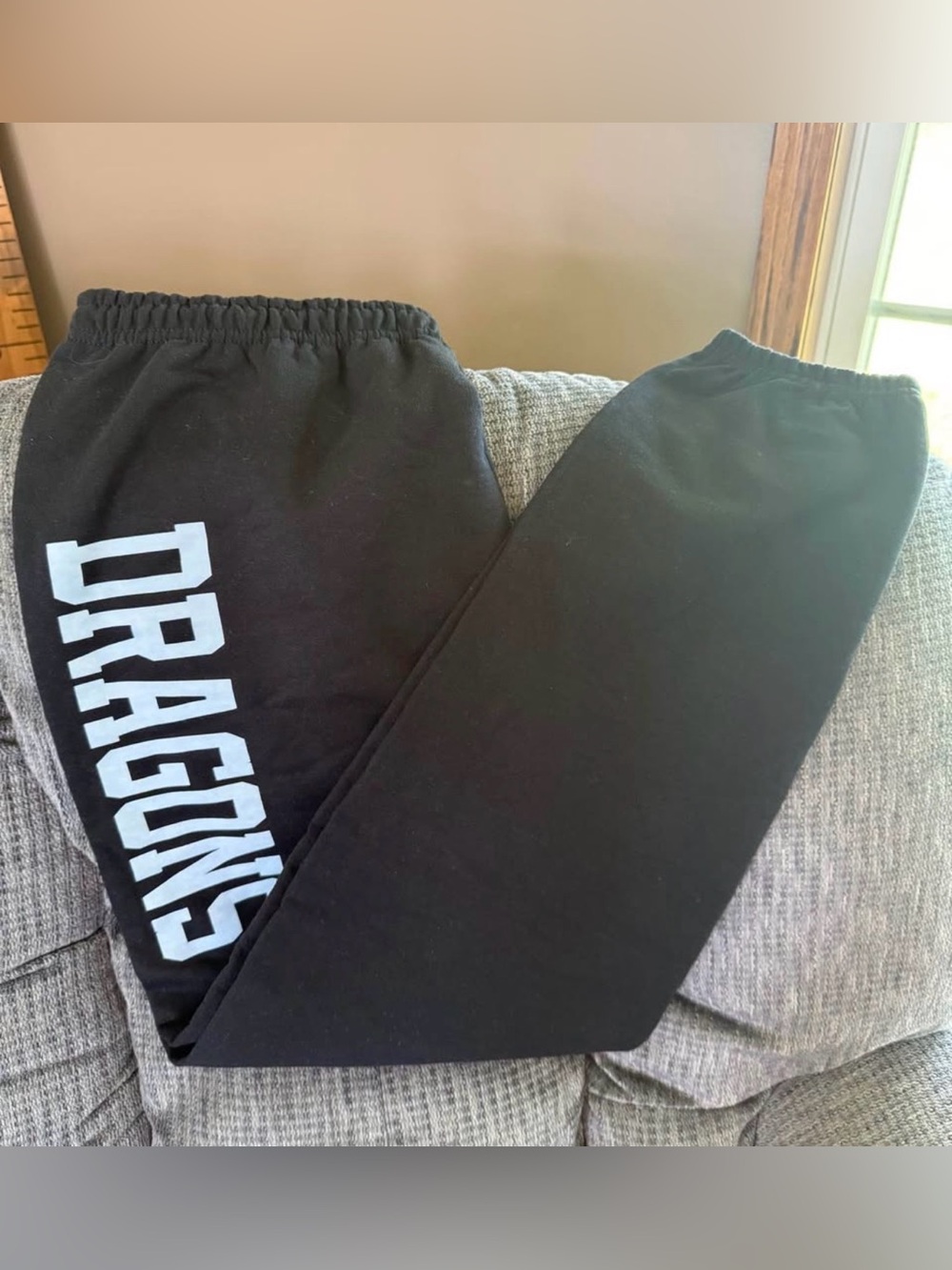 BRAND NEW Gildan Black Sweatpants with White 'DRAGONS' Side Graphic